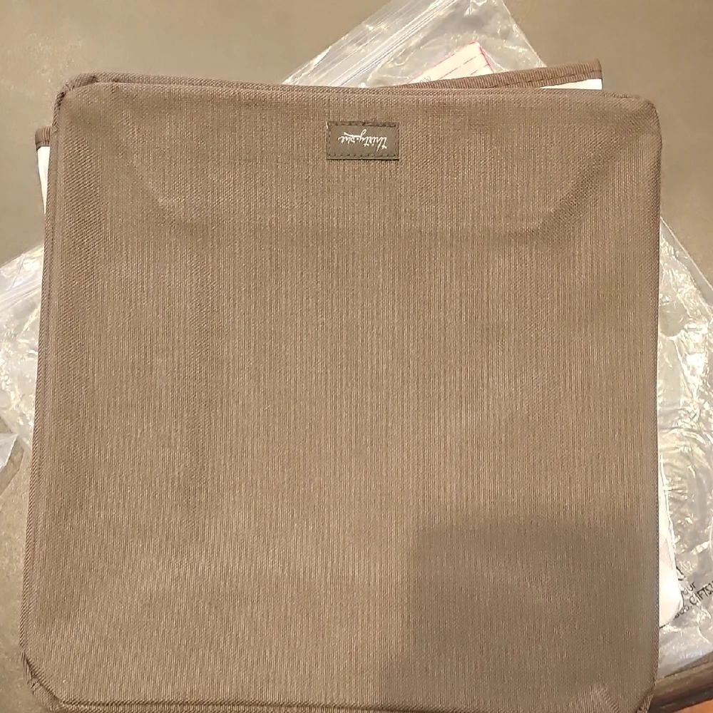 Thirty-One Checkered Tote with Blue Embroidery